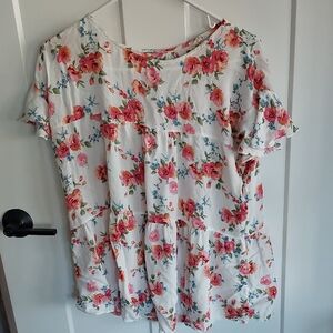 Lovely Melody Pink and Blue Floral Blouse